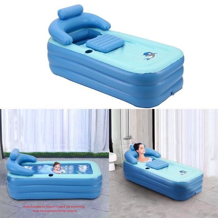 Baignoire gonflable adulte - ONEVER - PVC Portable Spa chaud - Bleu - Gonflable