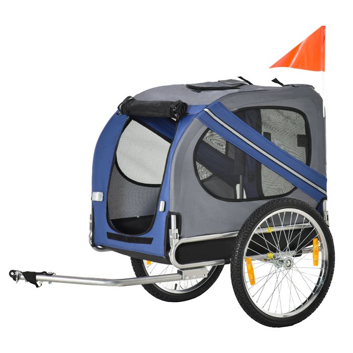 Remorque Vélo pour Chien Capacité 20 kg 143 x 67 x 96 cm Gris Noir