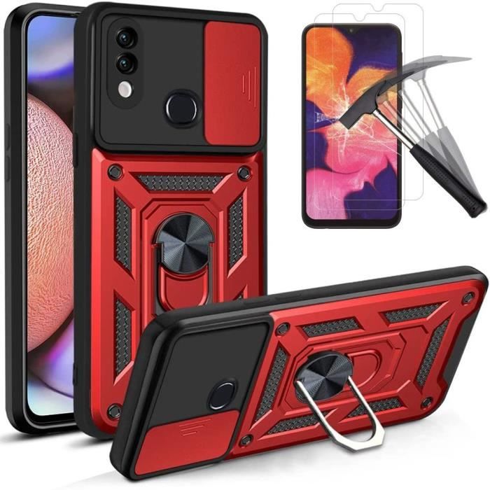 Coque et Verres Trempés - Redmi - 9A - Rouge - Anti-Choc - Protection