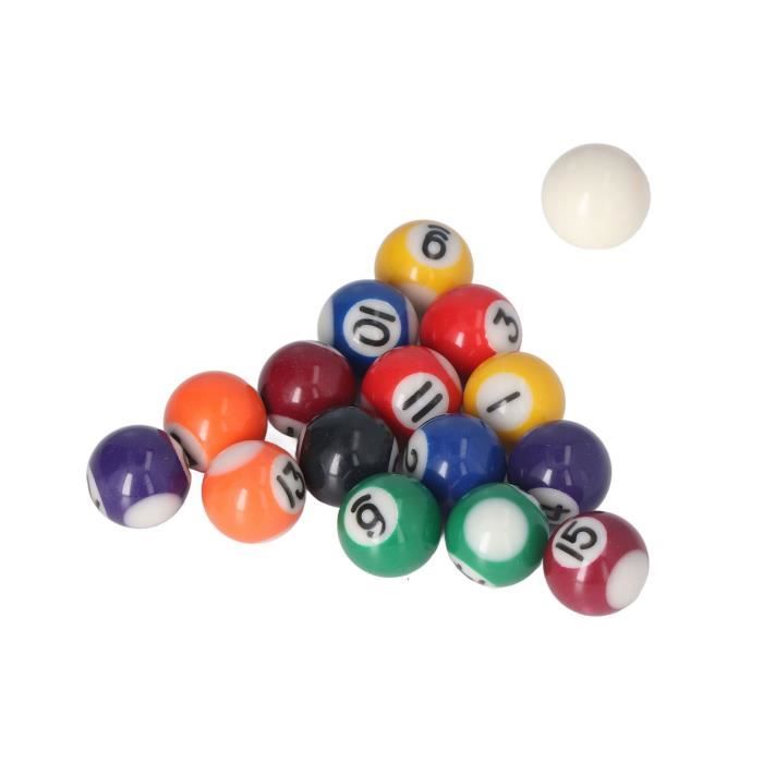 Ycauty Mini Jeu de Boules de Billard de 25mm, Résine Durable, Kit de 16 Boules de Style Américain pour Enfants, Accessoires de Table de Billard