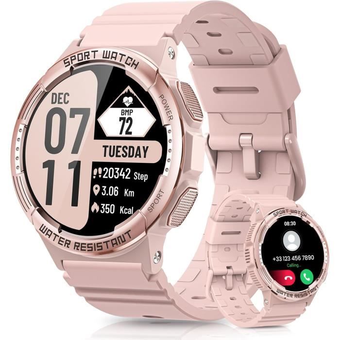Montre Connectée Femme écran AMOLED 1.19" - GPS, étanche, Tracker Sommeil, Compatible Android/iOS