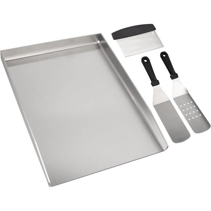 BBQ-Toro - Plancha Inox 30x40cm Épaisseur 4mm - Pour Gaz, Charbon, Électrique - Surface Brossée
