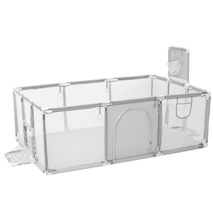 SINBIDE® Parc Bébé avec Panier De Basket, Parc De Jeux Pliable Lavable Adapté À L'intérieur Et À L'extérieur 129x190x65cm GRIS