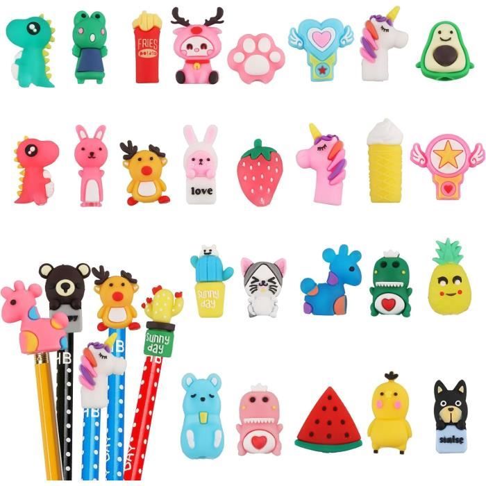 Lot De 10 Gommes à Capuchon Colorées – Fournitures Scolaires, Effaceur Crayon, Couleurs Assorties Au Hasard