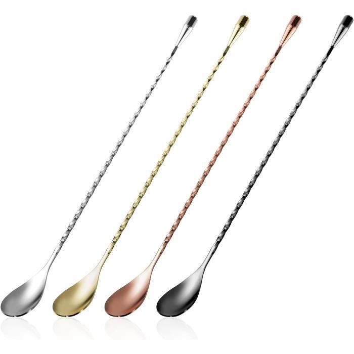 Cuillère à Cocktail en Acier Inoxydable Cuillère de Bar à Long Manche Cuillères à Mélanger Motif