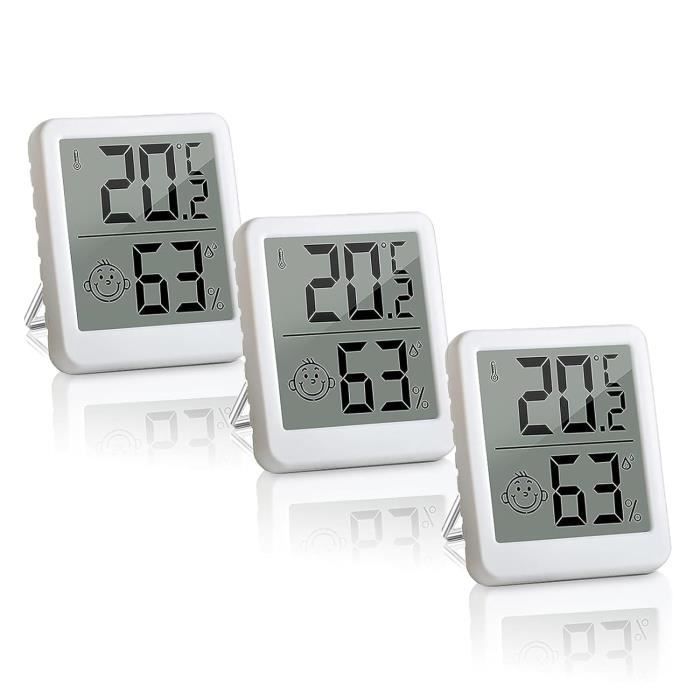 Lot De 3 Thermomètres-hygromètres Numériques - Pour Intérieur, Chambre, Serre, Terrarium, Affichage Température/humidité