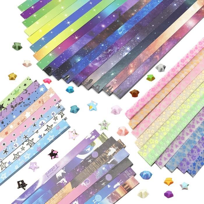 540 Feuilles Papier Origami étoiles - 8 Motifs Différents Style Cœur - DIY, Décoration, Activités Manuelles - Idéal Pour Enfants Et Adultes
