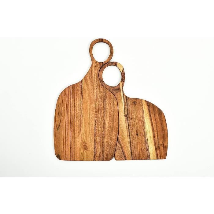 Planche à Découper En Bois D'acacia Double Face - Rigole à Jus Et Poignées, 40x30x3 Cm, Préservation Couteaux - 7