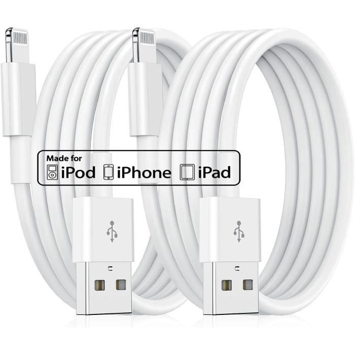 Câble Chargeur Iphone Apple, [Certifié Mfi] 2Pack 2M Lightning Vers Usb  Câble Long,Ultra Résistant Cordon Iphone Apple Origin[J284]