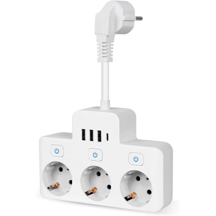 Mini Multiprise Multiprise, Multiprise Electrique 3 Prises, Prise Multiple Usb C Avec 3 ...