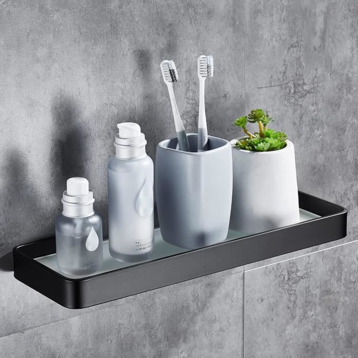 Étagère De Douche D'angle Sans Perçage - 2 Pièces, Support Jusqu'à 4 Kg, Fixation Ventouse/adhésif, Noir