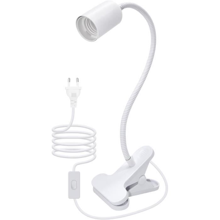 Lot De 2 Lampes à Pince E27 Avec Interrupteur – Col De Cygne 360° Rotatif, Lampe De Chevet, Lecture, Maquillage, Plantes (Sans Ampoule)
