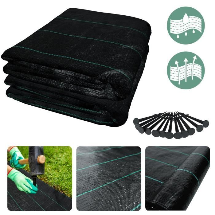 Toile Anti-mauvaises Herbes 20 M² 1 X 10 M, Film Contre Les Mauvaises Herbes Tissu De Sous Sol Permeable A Leau 82102691