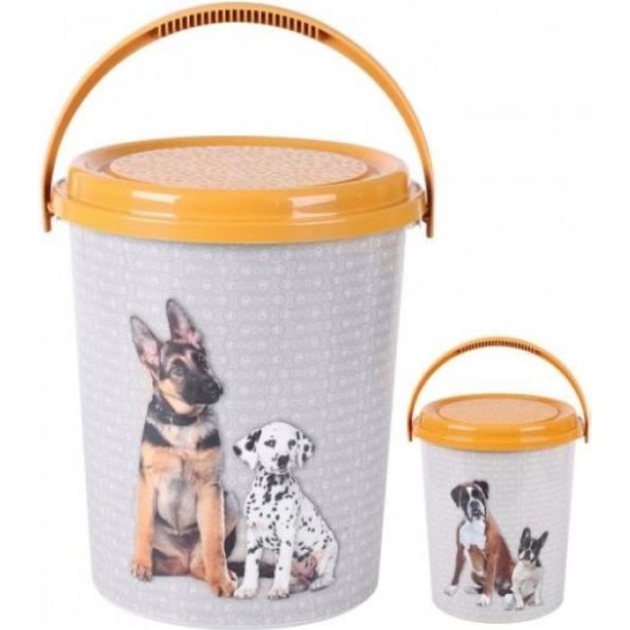 Nobleza - Conteneur De Nourriture Pour Animaux De Compagnie 20 L - Boîte Alimentaire Avec Roulettes Couvercle Rabattable Hermetique Roues Et Pelle Pour Nourriture Pour Chiens Et Chats Gris