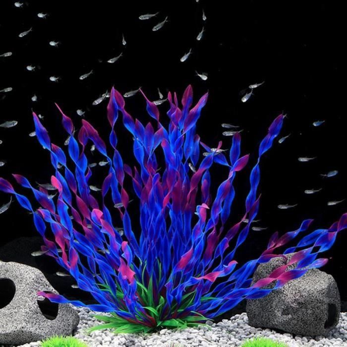Comparer les prix de Décoration d'aquarium Aspect réaliste des plantes d'aquarium abri de cachette de poisson jonc de mer artificiel en plastique VioletM