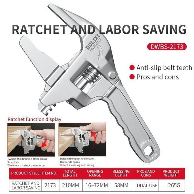 1 Clé à Molette Réglable Avec Large Ouverture, Poignée Courte De