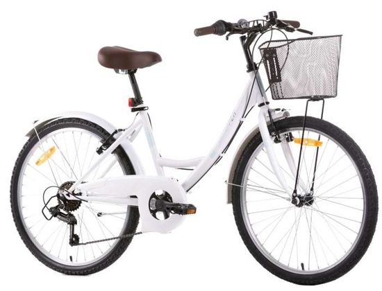 Velo VTC Fille 24 equipe de 6 vitesses Shimano Freins V Brake Panier et Garde Boues Cdiscount Sport