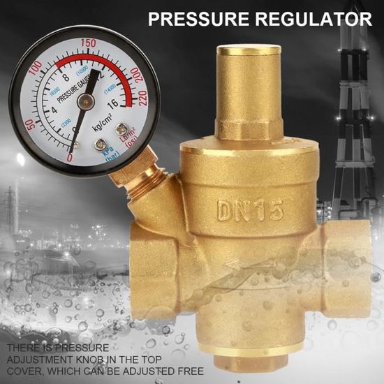 Réducteur De Pression Eau Laiton Réglable Avec Manomètre - Vanne DN15
