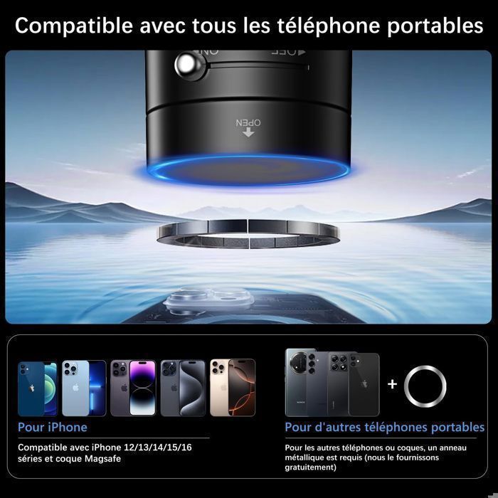 Support Smartphone Magnétique pour Voiture T'nb UHOLDMAGBK Fixation Ventouse Noir