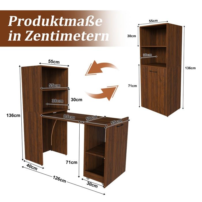 Bureau Extensible, Pliable, Avec Étagère RéGlables Et Plateau ...