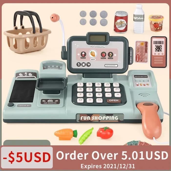 Vert - Mini caisse enregistreuse pour enfants, jouets de supermarché,  simulation de calcul alimentaire, jeu d