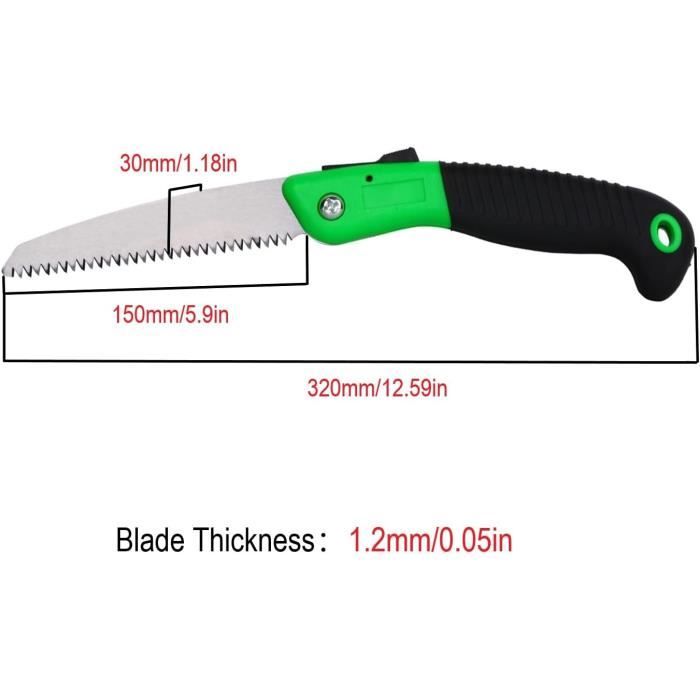 SYEONKOS Scie Pliable à Élaguer – Scie à Main Pliante Avec Verrouillage Sécurité, Dents 3 Faces, Acier Haut Carbone, Idéal Jardin, Camping, Bricolage