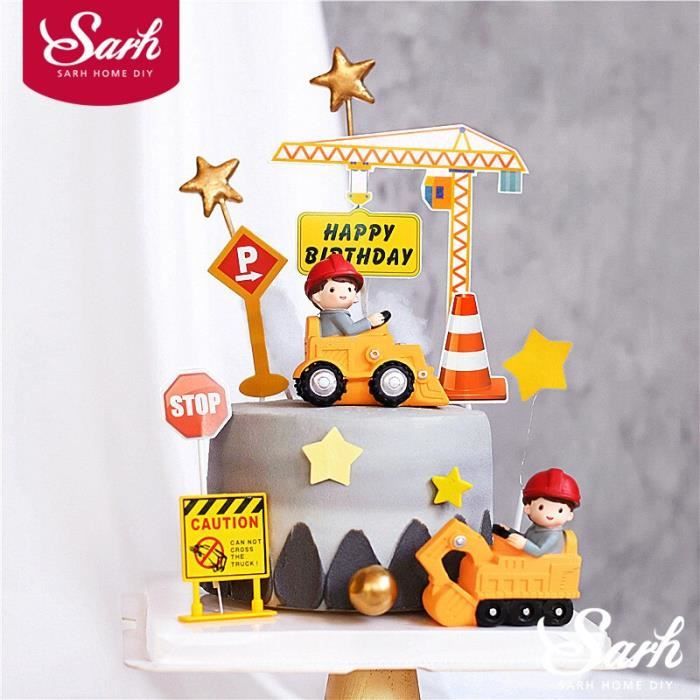 Bymivofun 28 Pièces Topper De Gâteau De Petit Gâteau De Véhicule De Construction, Décoration De Gâteau D'Excavatrice De Voiture, Pour La Décoration De Fête D'Anniversaire D'Enfants Garçons D'Enfants - 4