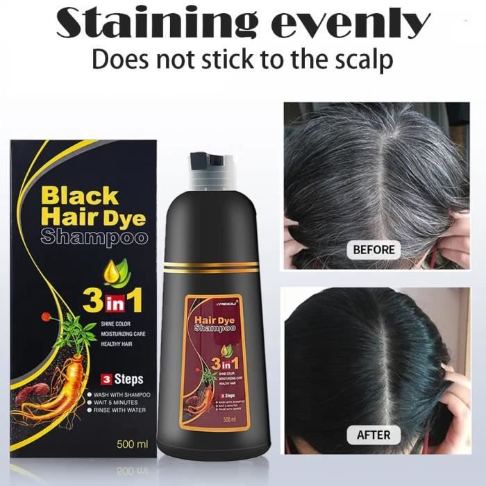 Black Instant Hair Color Shampoo for Gray Hair Easy Hair Dye Shampoo 3 in 1 100 Grey Coverage Herbal Coloring in Minutes Cdiscount Au quotidien