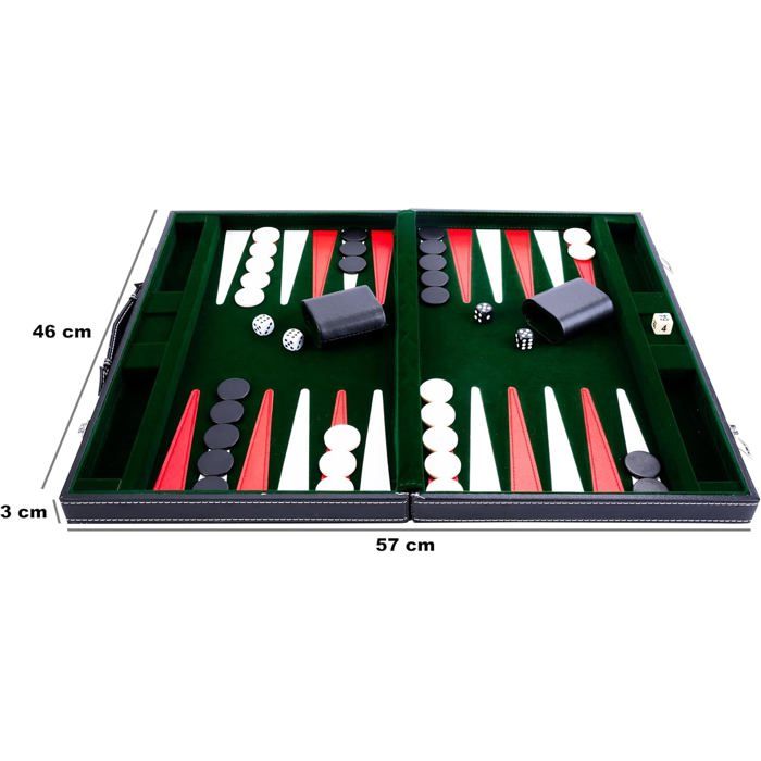 Engelhart- 250518- Backgammon surpiqué 18 pouces - vert rouge blanc - Jeux - Jouets
