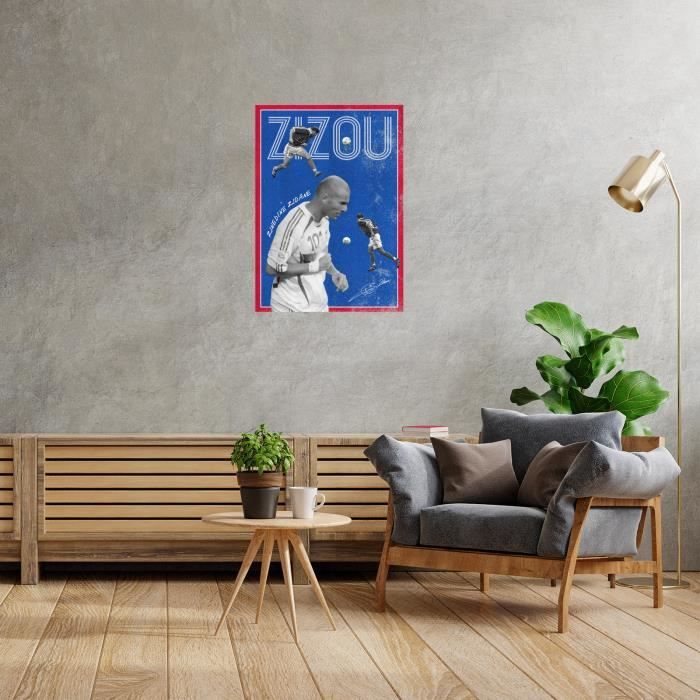 AFFICHE ZINEDINE ZIDANE AVEC AFFICHE AUTOGRAPHE 45 X 32 CM