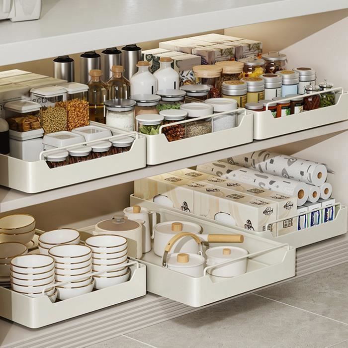 Tiroir Coulissant Pour Armoire - Organisateur De Cuisine 40x43x6 Cm Sans Perçage, Charge 25 Kg