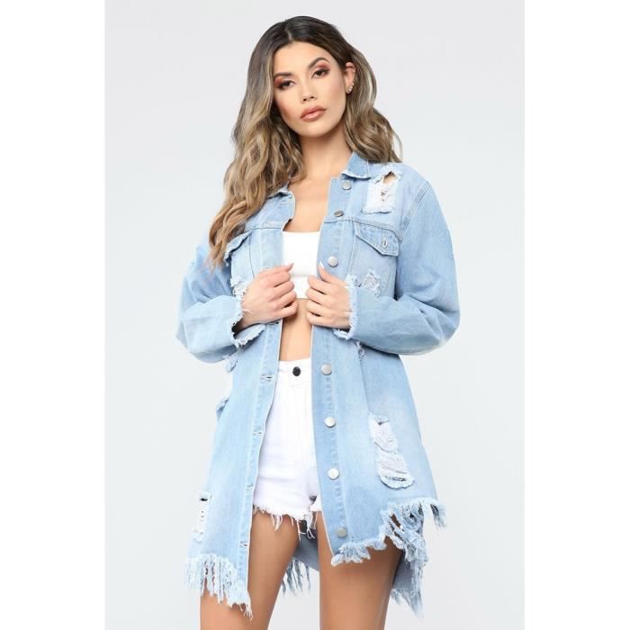 Veste en jean déchiré femme online