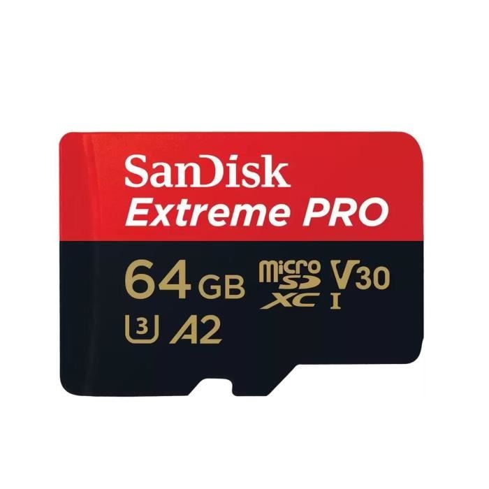 Lot de 2 Micro SD SanDisk Extreme Pro Carte Mémoire microSDXC 64Go