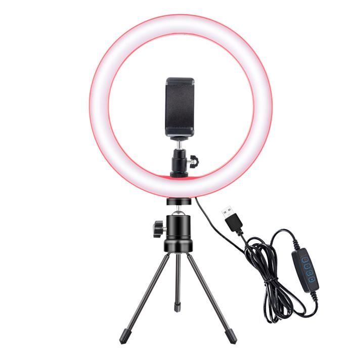 AGM Selfie Ring Light avec Col de Cygne 24, 3 Modes d'Eclairage, Support  de Téléphone Portable, Lumière Dimmable pour Maquillage, Photos, Vidéos,  Lectures, Live Streaming : : High-Tech