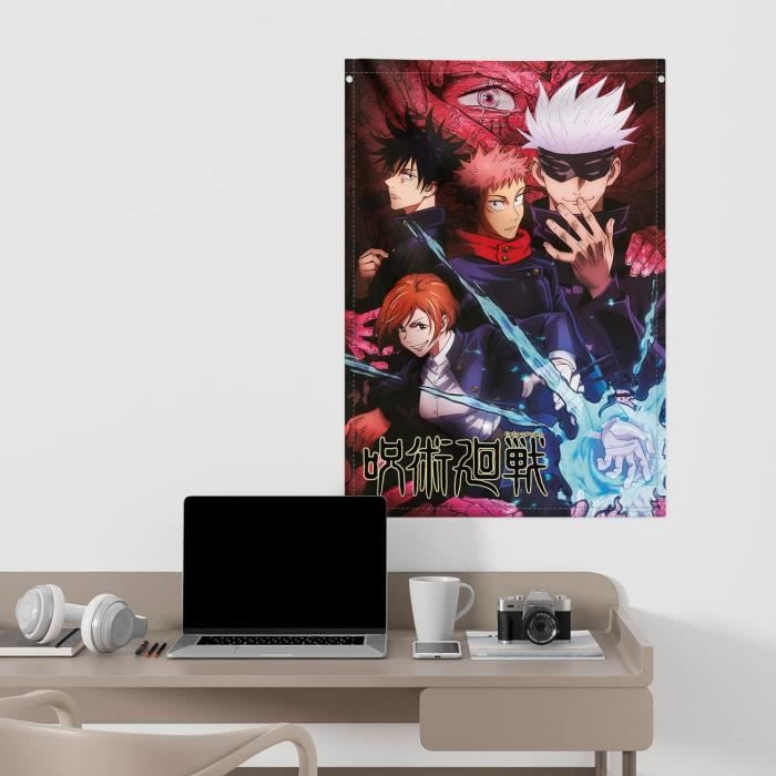 Tissu Toile Manga Noir rouge - Tissus des Ursules