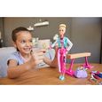 métiers coffret poupée gymnaste blonde en justaucorps avec poutre et accessoires, jouet pour enfant, gjm72-2