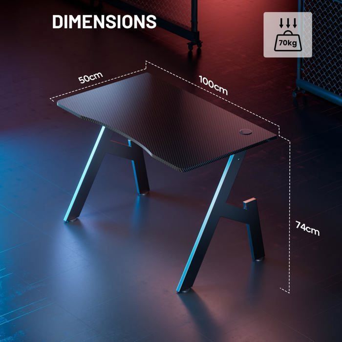 Bureau D'ordinateur CubiCubi 100x50 Cm Noir, Gaming, Avec 2 Tiroirs, Neuf