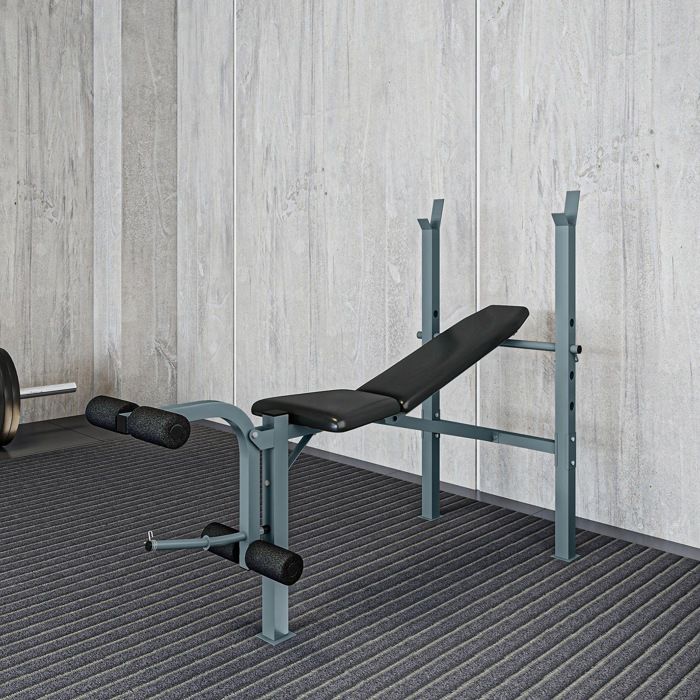 Banc De Musculation HOMCOM - Dossier Réglable - Avec Curl Jambes, Barre Lat Et Supports Haltères - Noir Et Jaune
