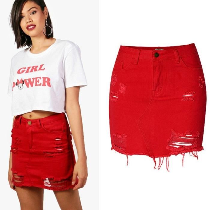 Jupe rouge en jean online