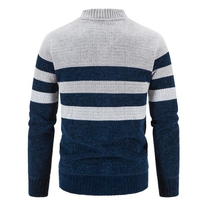 Pull Norvégien Homme épais En Laine - Style Traditionnel Rayé, Cardigan Zippé Ou Pullover Pour L'hiver - 12