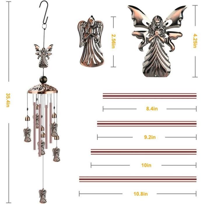 Anges Carillon à Vent JardinAnge Cupidon Carillon à Vent en métal Tubes en  Aluminium Ornement Suspendu pour décoration de Jar 110 - Cdiscount Jardin
