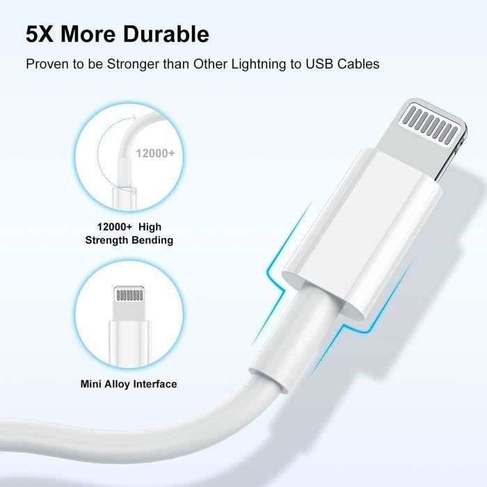 Câble Chargeur Iphone Apple, [Certifié Mfi] 2Pack 2M Lightning Vers Usb  Câble Long,Ultra Résistant Cordon Iphone Apple Origin[J284] - Cdiscount  Téléphonie