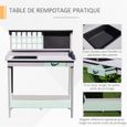 Outsunny Table de rempotage multi-équipée table de jardinage avec tiroir étagère évier table de plantation bois massif pin-3