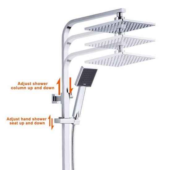 BONADE Panneau de Douche en Acier Inoxydable avec Syst/ème de Douche Thermostatique avec Douche /à Main Jets de Massage Colonne de Douche Bross/ée avec Affichage LED de la Temp/érature de lEau