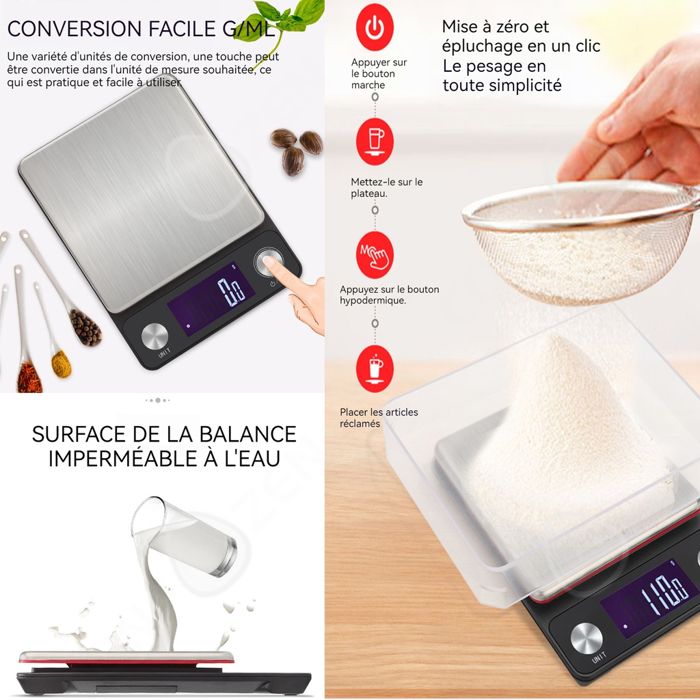 Balance Cuisine Numérique Beper - Bol Transparent 5kg Précision 1g