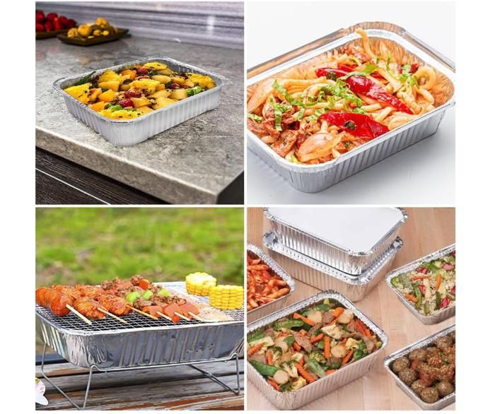 Barquette Weber Bols Aluminium Barbecue Mamatura - Lot De 25 - 21x14cm 770ml - Compatible Landmann Char-Broil Bac Récupération Graisse