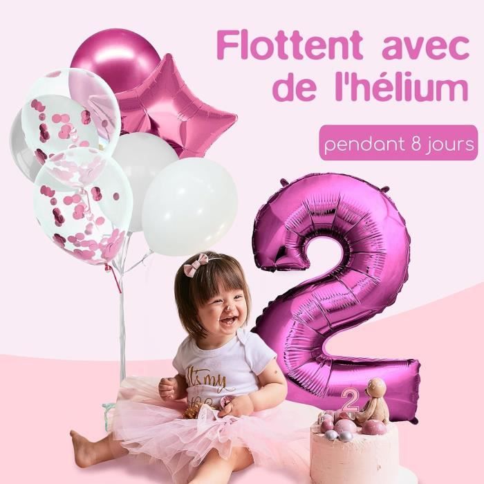 TD® ballon decoration anniversaire guirlande fille 3 ans rose