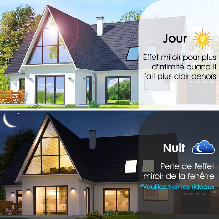 Film Miroir Autocollant Brise-Vue Argent - Protection UV, Isolation Thermique Et Intimité Pour Fenêtres