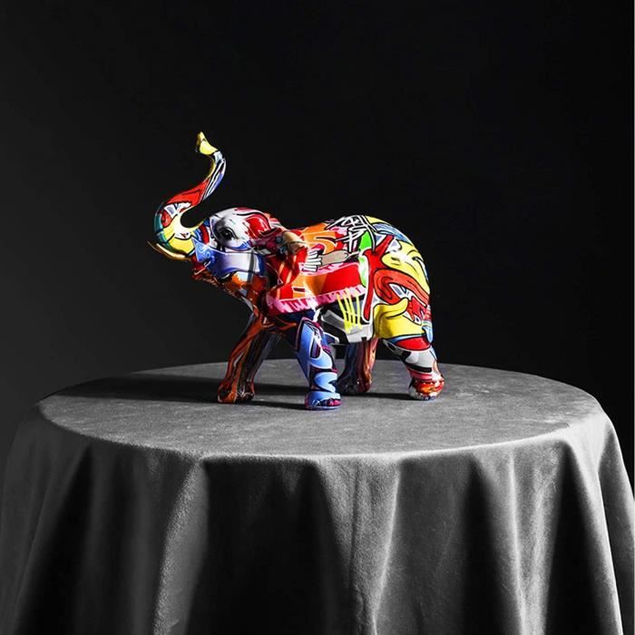 Figurine Éléphant Graffiti Moderne - Décoration Maison Bureau Ou Jardin - Style Artistique Contemporain