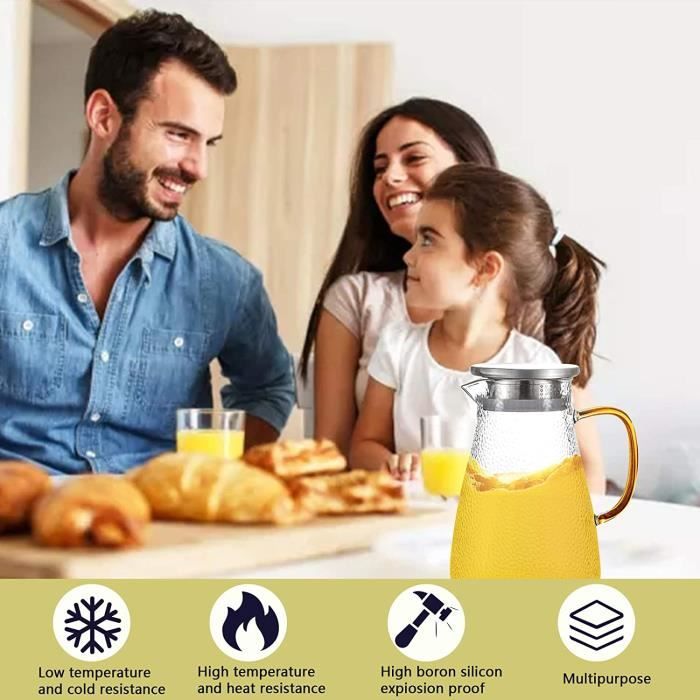 Amalfi Carafe En Verre - 2 Litres Avec Couvercle Acier Inoxydable